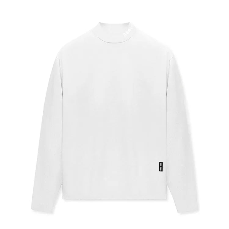 Gym Men's Display Pectoral Muscle Fitness Sweatshirt Workout Turtleneck Long Sleeve T-shirt Training Tops Regular Casual Tees