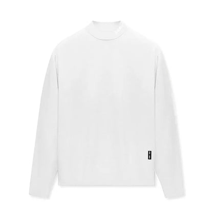 Gym Men's Display Pectoral Muscle Fitness Sweatshirt Workout Turtleneck Long Sleeve T-shirt Training Tops Regular Casual Tees