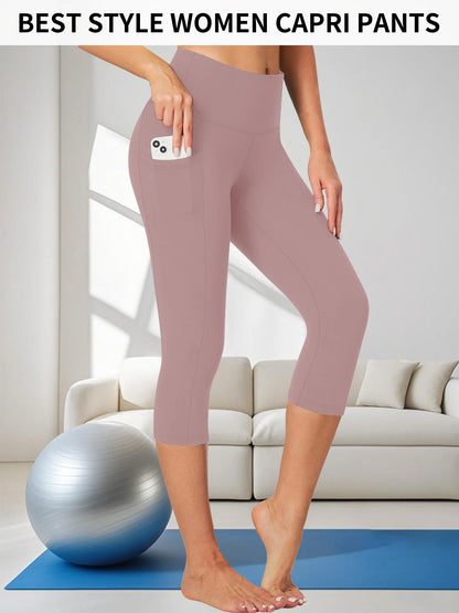 High Waisted capri pants For Women With Pockets Tummy Control No See Through Workout Running Yoga Athletic Push Up Gym Leggings